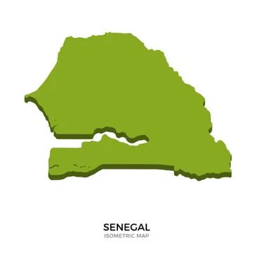 Isometric map of Senegal detailed vector illustration Stock Illustration