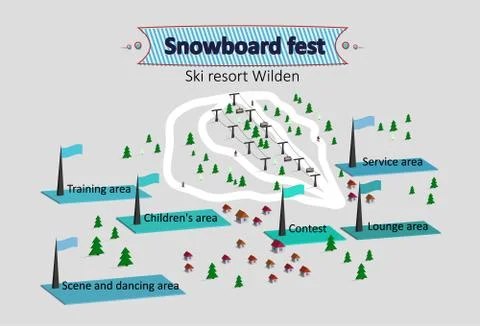 Isometric Map ski resort Stock Illustration