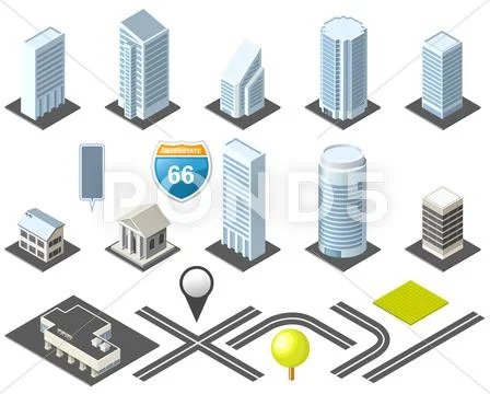Isometric map toolkit downtown Stock Illustrationen