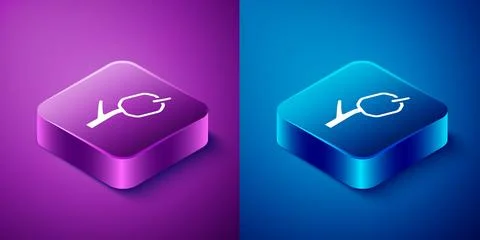 Isometric Marshmallow on stick icon isolated on blue and purple background... Stock Illustration