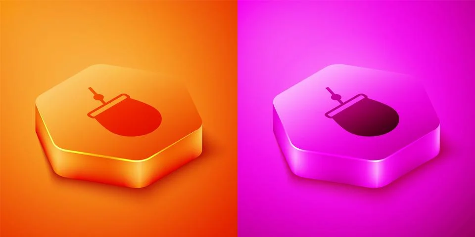 Isometric Mate tea icon isolated on orange and pink background. Hexagon but.. Stock Illustration