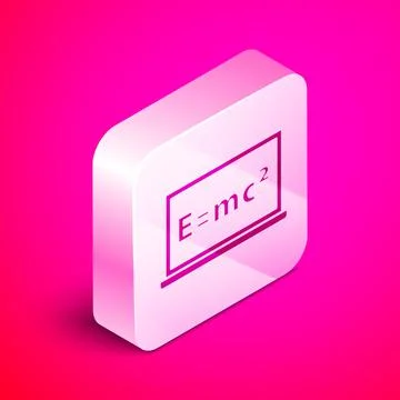 Isometric Math system of equation solution on chalkboard icon isolated on pink 스톡 일러스트