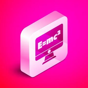 Isometric Math system of equation solution on computer monitor icon isolated on Stock Illustration