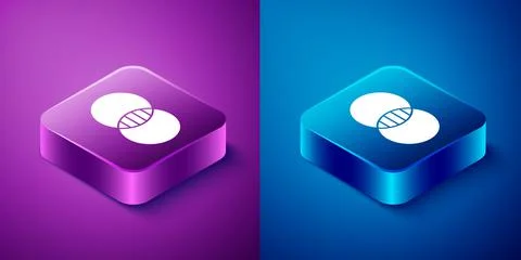 Isometric Mathematics sets A and B icon isolated on blue and purple background Illustrazione stock