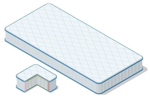 Isometric mattress is a large, usually rectangular pad for supporting a lying Stock Illustration