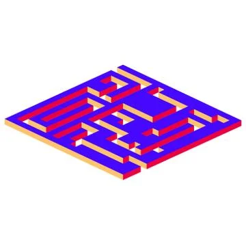 Isometric maze, labyrinth solution concept vector illustration. 스톡 일러스트