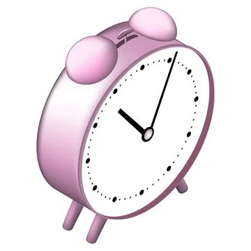 Isometric mechanical alarm clock on legs isolated on white. Bells with hammer Stock Illustration
