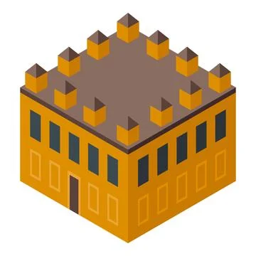 Isometric medieval castle building representing power and history Ilustración de archivo