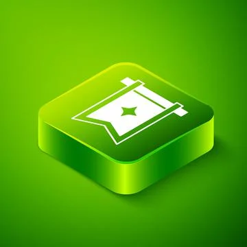 Isometric Medieval flag icon isolated on green background. Country, state, or Stock Illustration