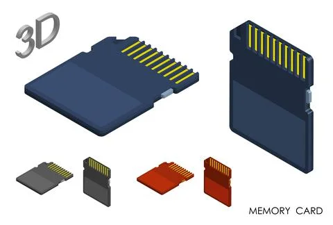 Isometric Memory card for storing information. Micro card for copying and tra Stock Illustration