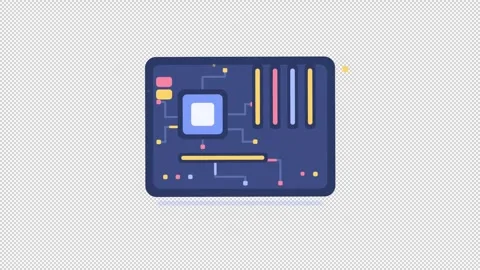 Isometric Microchip and Circuit Board Icon Set Stock Footage 348507412