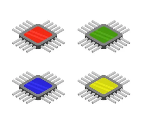Isometric microchip icon illustrated in vector on white background Illustrazione stock