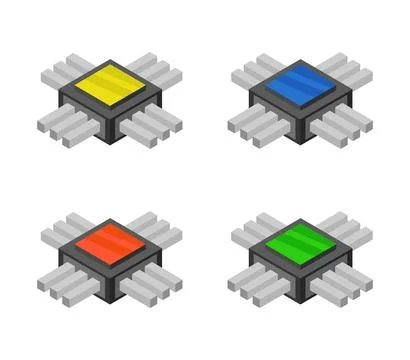 Isometric microchip icon illustrated in vector on white background Stock Illustration