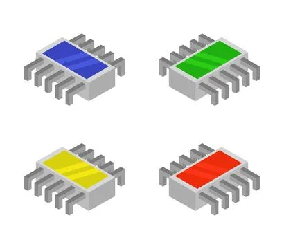 Isometric microchip icon illustrated in vector on white background 스톡 일러스트