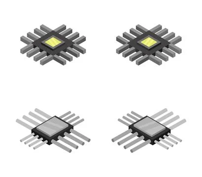Isometric microchip icon illustrated in vector on white background Stock Illustration