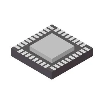 Isometric microchip illustrated on background Stock Illustration