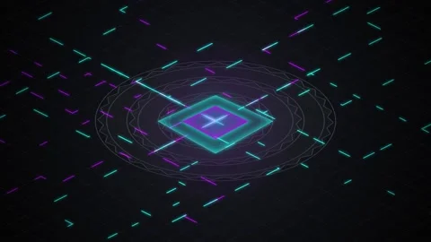 Isometric microchip processor glowing seamless loop motion background 動画素材 344972133