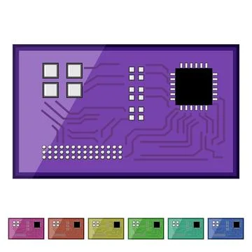 Isometric microcontroller cartoon vector graphic 库存插图