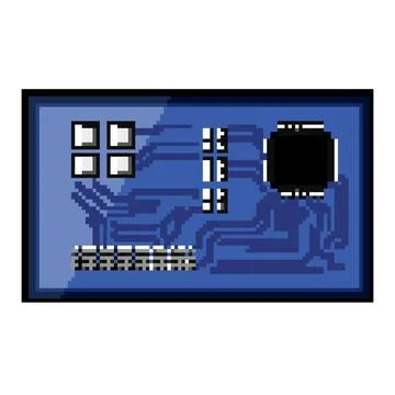 Isometric microcontroller pixel art vector illustration Stock Illustration