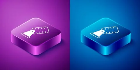 Isometric Microphone icon isolated on blue and purple background. On air ra.. Illustrazione stock