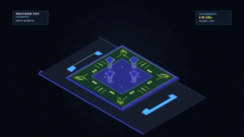 Isometric microprocessor chip circuit board digital technology animation Stock Footage 347247531