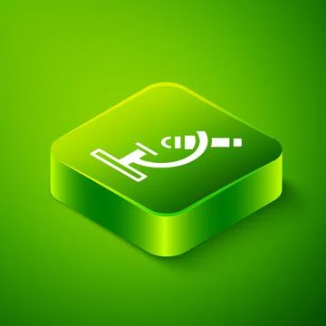 Isometric Microscope icon isolated on green background. Chemistry, pharmaceut Illustration