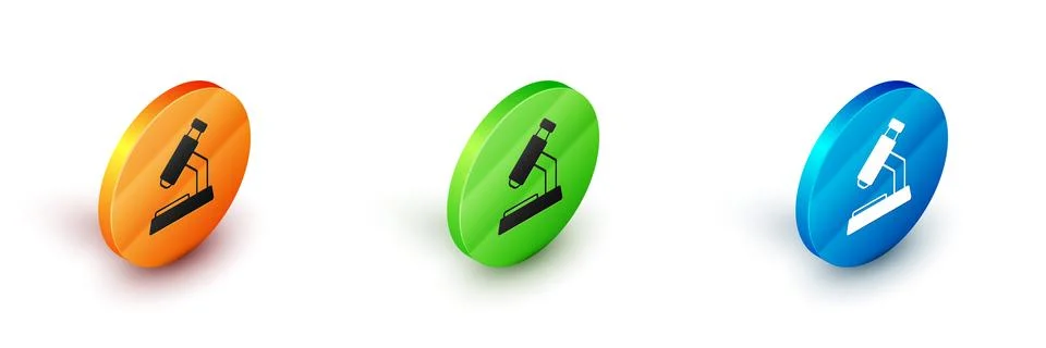 Isometric Microscope icon isolated on white background. Chemistry, pharmace.. 库存插图