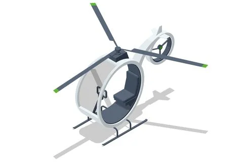 Isometric mini helicopter isolated on background. Compact rotor aircraft with Stock Illustration