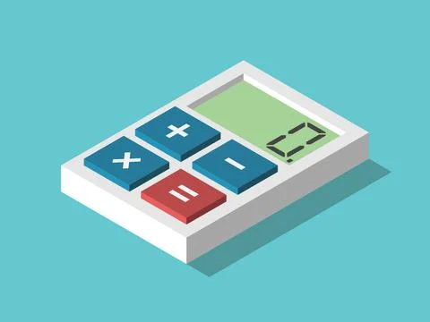Isometric minimalistic calculator, zero Stock Illustration