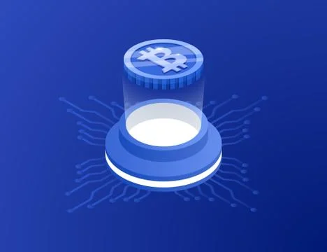 Isometric mining Bitcoin farm. Cryptocurrency, blockchain, bitcoin mining und イラスト素材