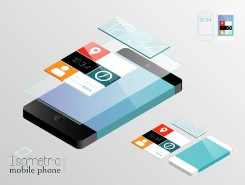 Isometric mobile phones Stock Illustration