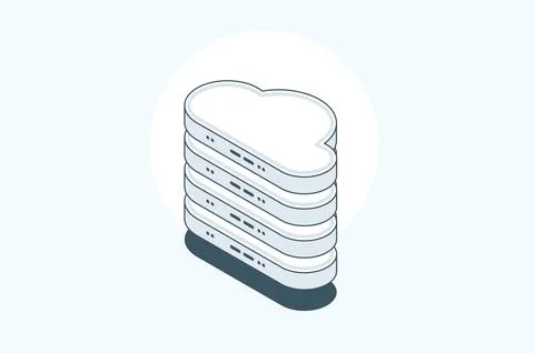 Isometric modern cloud technology. loud storage download isometric vector ill Stock Illustration