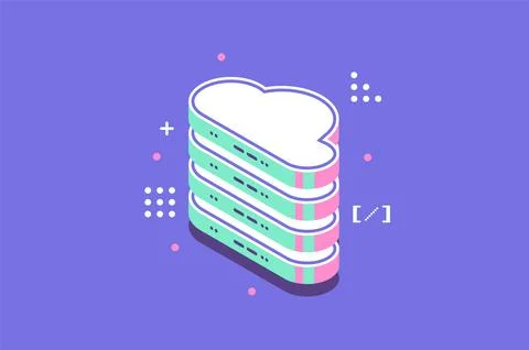 Isometric modern cloud technology. loud storage download isometric vector Illustrazione stock