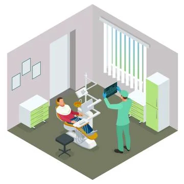 Isometric Modern dental practice. Stock Illustration
