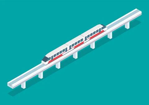 Isometric Modern High Speed Train Stock Illustration