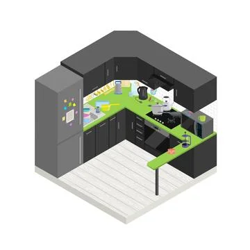 Isometric modern kitchen Stock Illustration