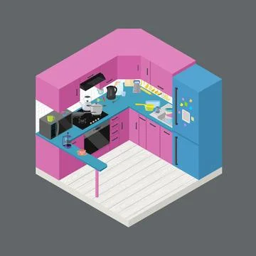 Isometric modern kitchen Stock Illustration
