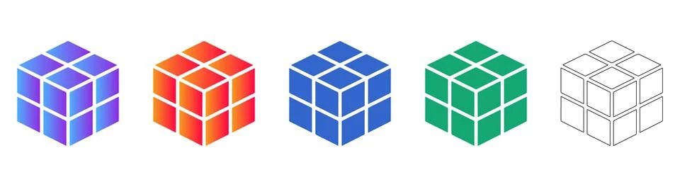 Isometric Modular Cube System Icons Stock Illustration