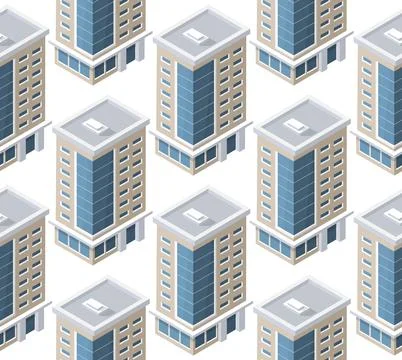 An isometric module city is used for game and business Stock Illustration