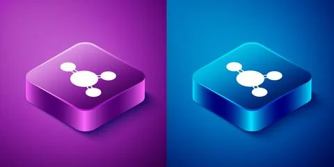 Isometric Molecule icon isolated on blue and purple background. Structure o.. Stock Illustration