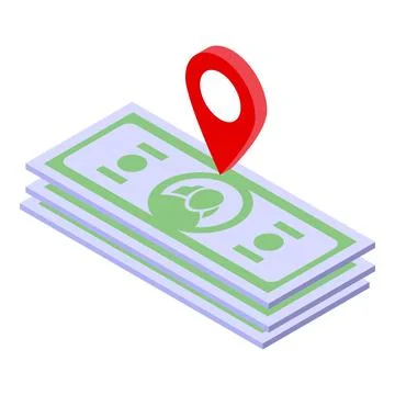 Isometric money stack with location pin イラスト素材
