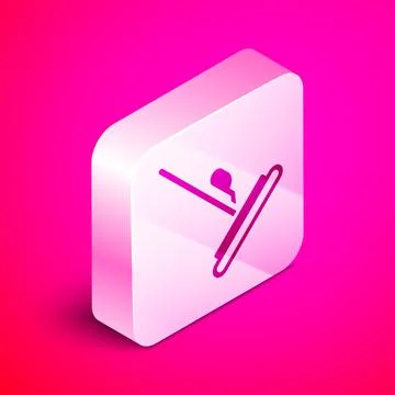 Isometric Mop icon isolated on pink background. Cleaning service concept. Silver Illustration