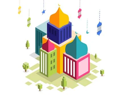 Isometric Mosque Ramadan Illustration vector Illustrazione stock