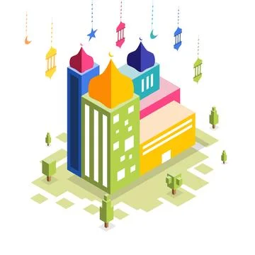 Isometric Mosque Ramadan Illustration vector Stock Illustration