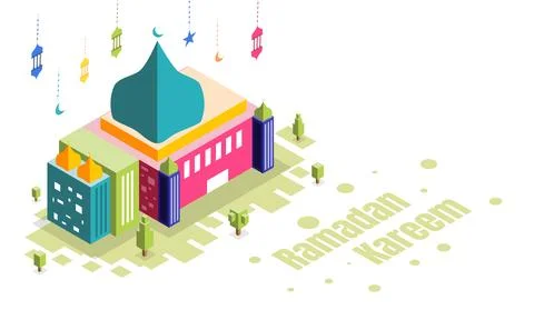 Isometric Mosque Ramadan Illustration vector Stock Illustration