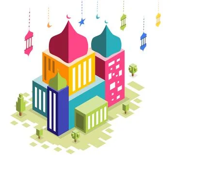 Isometric Mosque Ramadan Illustration vector Stock Illustration