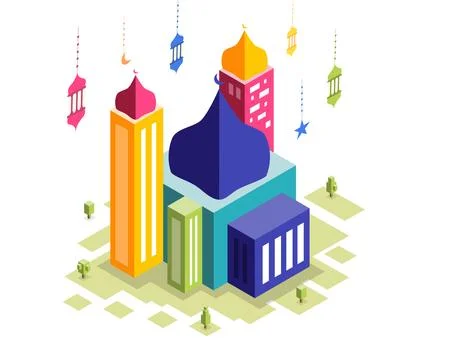 Isometric Mosque Ramadan Illustration vector Illustrazione stock