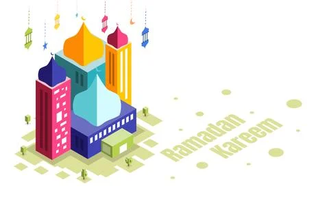 Isometric Mosque Ramadan Illustration vector Stock Illustration