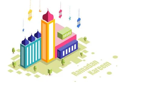 Isometric Mosque Ramadan Illustration vector Stock Illustration