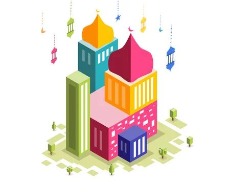 Isometric Mosque Ramadan Illustration vector Stock Illustration